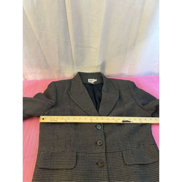 Jacqueline Ferrar blazer gray checkered 14p Rayon/ Wool Blend tweed business - Picture 5 of 7